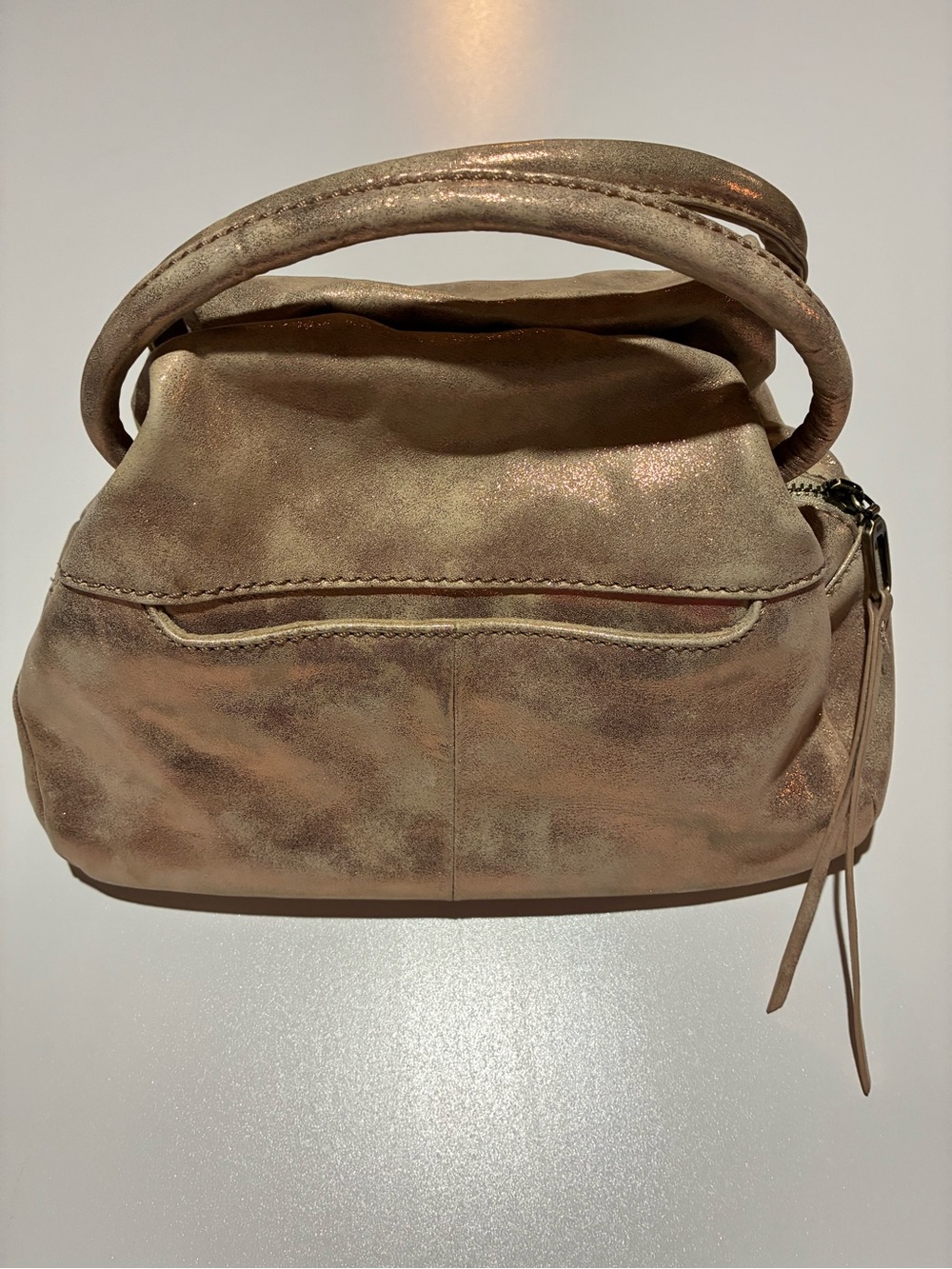 HOBO Shimmery Rose Gold Leather Handbag Crossbody